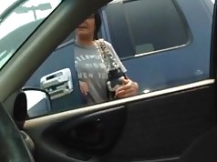 She gets an eye full of my fat cock in car