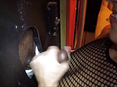 Nice cumshot from a cock at glory hole